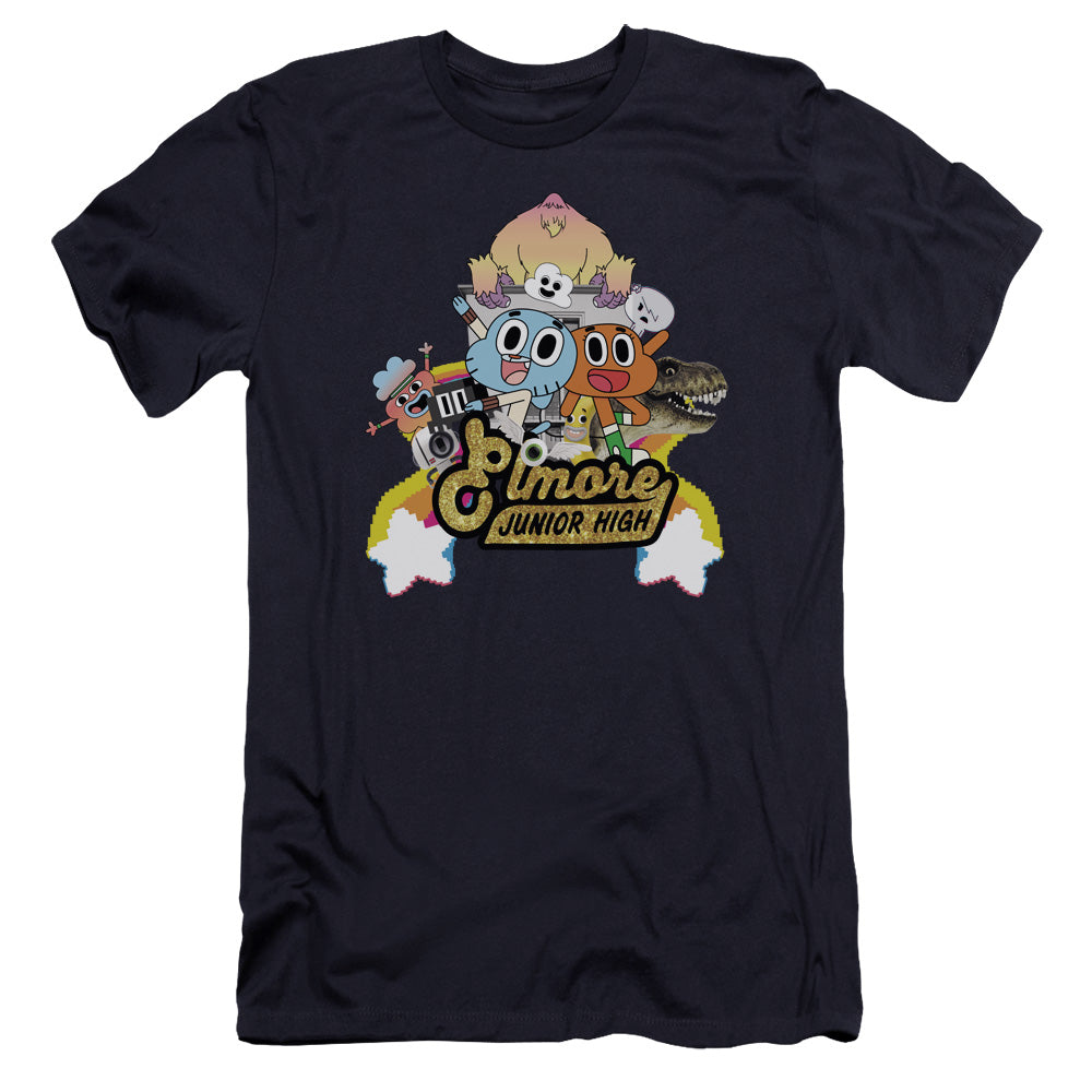 Amazing World Of Gumball Elmore Junior High Hbo Premium Bella Canvas Slim Fit Mens T Shirt Navy Hoodie, Sweatshirt (Image 2)