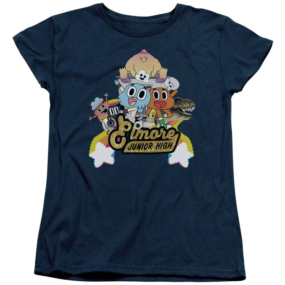 Amazing World of Gumball Elmore Junior High Womens T Shirt Navy Blue Hoodie, Sweatshirt | CiraTrend.com