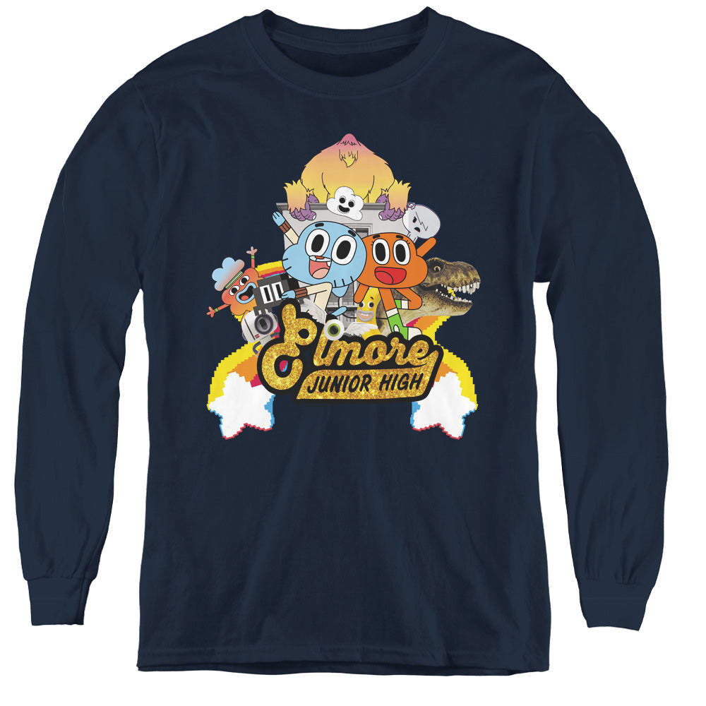 Amazing World of Gumball Elmore Junior High Long Sleeve Kids Youth T Shirt Navy Blue Hoodie, Sweatshirt | CiraTrend.com