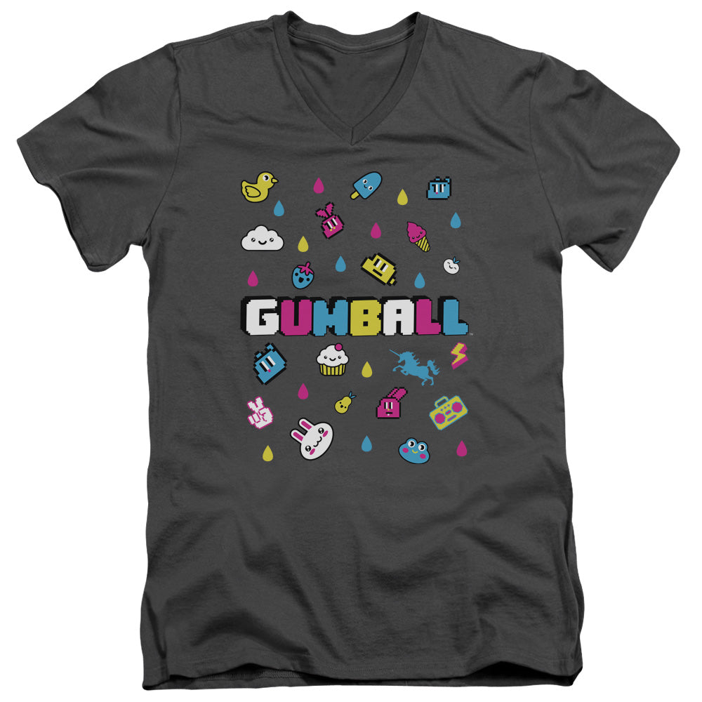 Amazing World Gumball Fun Drops Slim Fit V Neck Charcoal T-Shirts, Hoodie, Sweatshirt