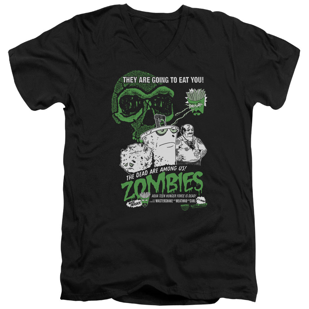 Aqua Teen Hunger Force Zombies Mens Slim Fit V Neck T Shirt Black Hoodie, Sweatshirt | CiraTrend.com