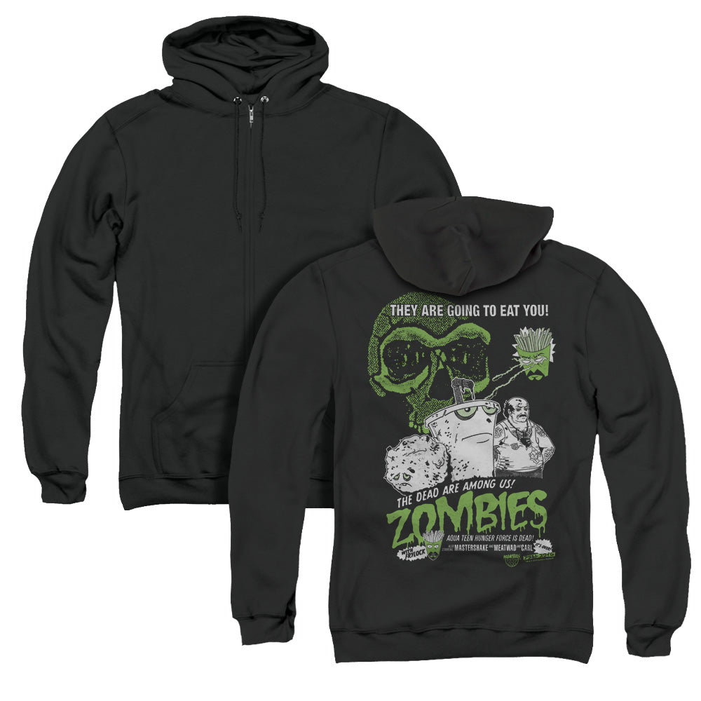 Aqua Teen Hunger Force Zombies Back Print Zipper Mens Hoodie Black T-Shirts, Sweatshirt | CiraTrend.com