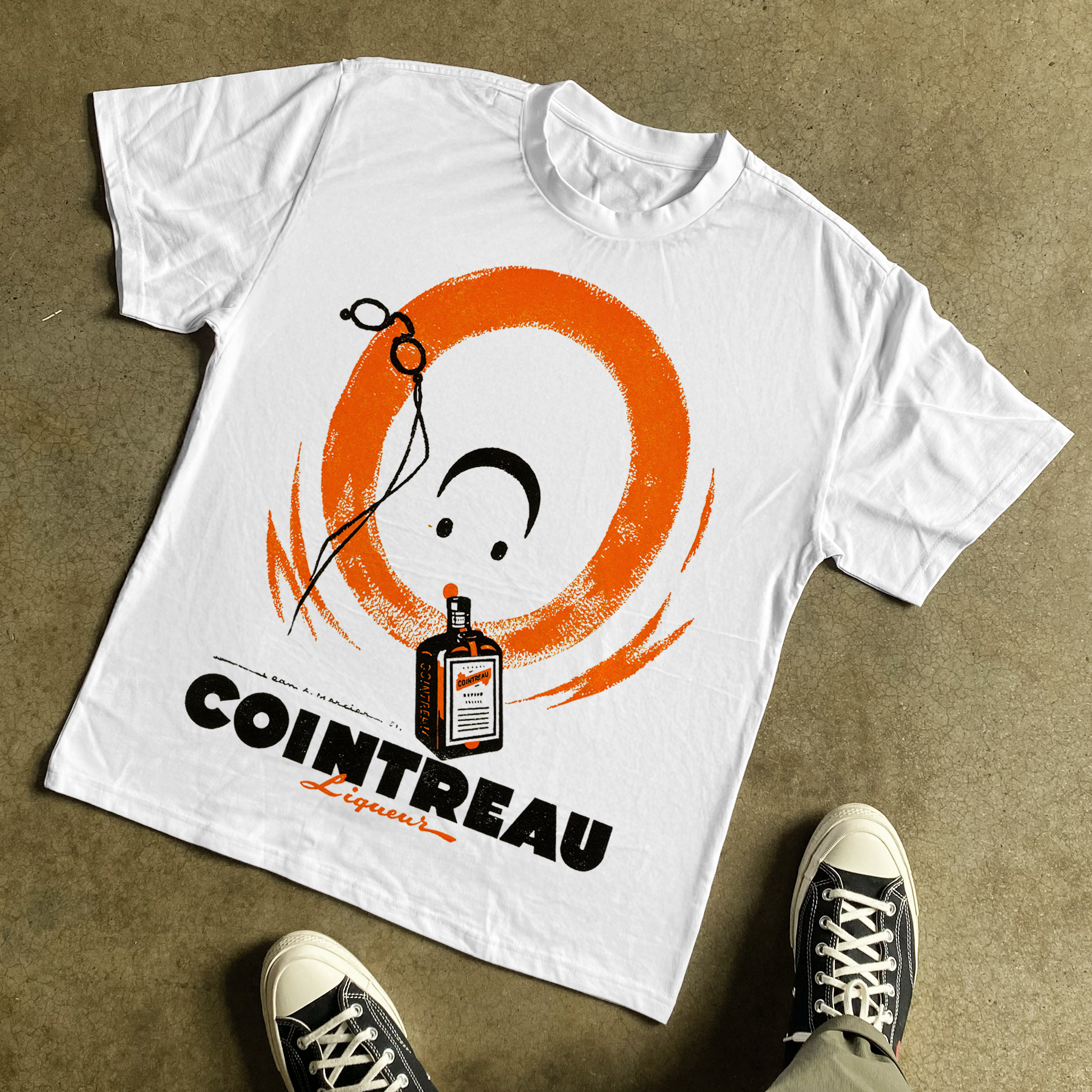 1950s 'COINTREAU' SMILEY HEAVYWEIGHT WHITE T-SHIRT Hoodie, Sweatshirt | CiraTrend.com (Image 1)