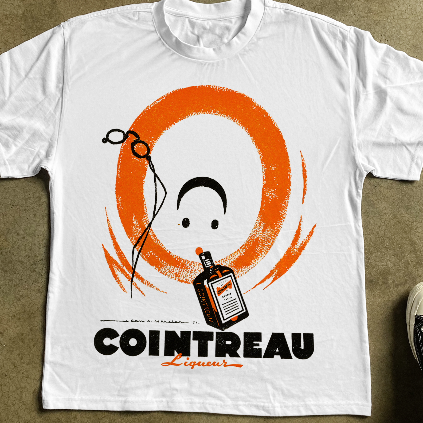 1950s 'COINTREAU' SMILEY HEAVYWEIGHT WHITE T-SHIRT Hoodie, Sweatshirt | CiraTrend.com (Image 2)