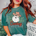 COWBOY CHRISTMAS SANTA T-SHIRT (COMFORT COLORS T-SHIRT, CASUAL SHIRT UNISEX, CHRISTMAS CLOTHING, GRAPHIC APPAREL, HOLIDAY...