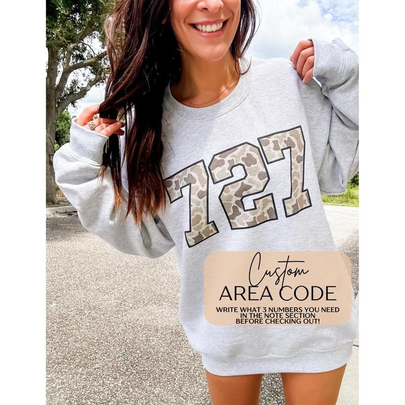 CUSTOM AREA CODE Camo Graphic Top T-Shirts, Hoodie, Sweatshirt | CiraTrend.com