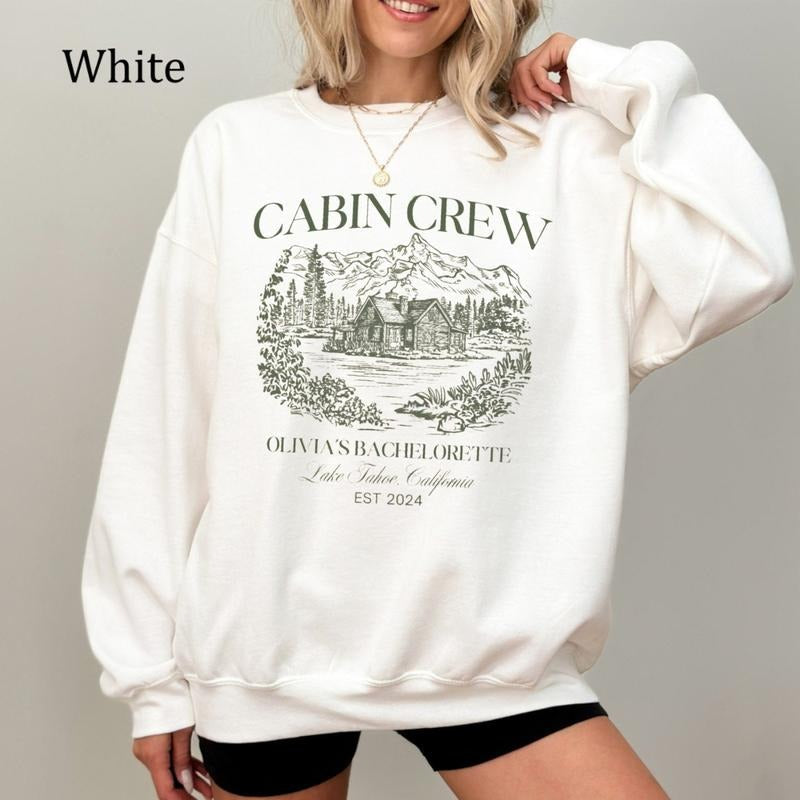 Cabin Crew Camp Party Sweatshirt, Mountain Crewneck, Hiking Bachelorette Party Gift, Cozy Fleece Sweatshirt, Everyday...