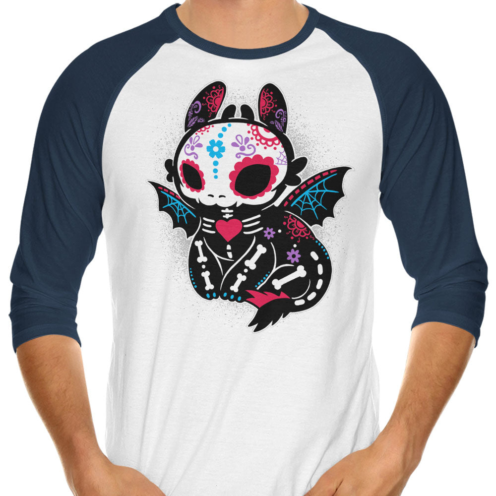Calavera Fury - 3/4 Sleeve Raglan T-Shirt Hoodie, Sweatshirt | CiraTrend.com (Image 3)