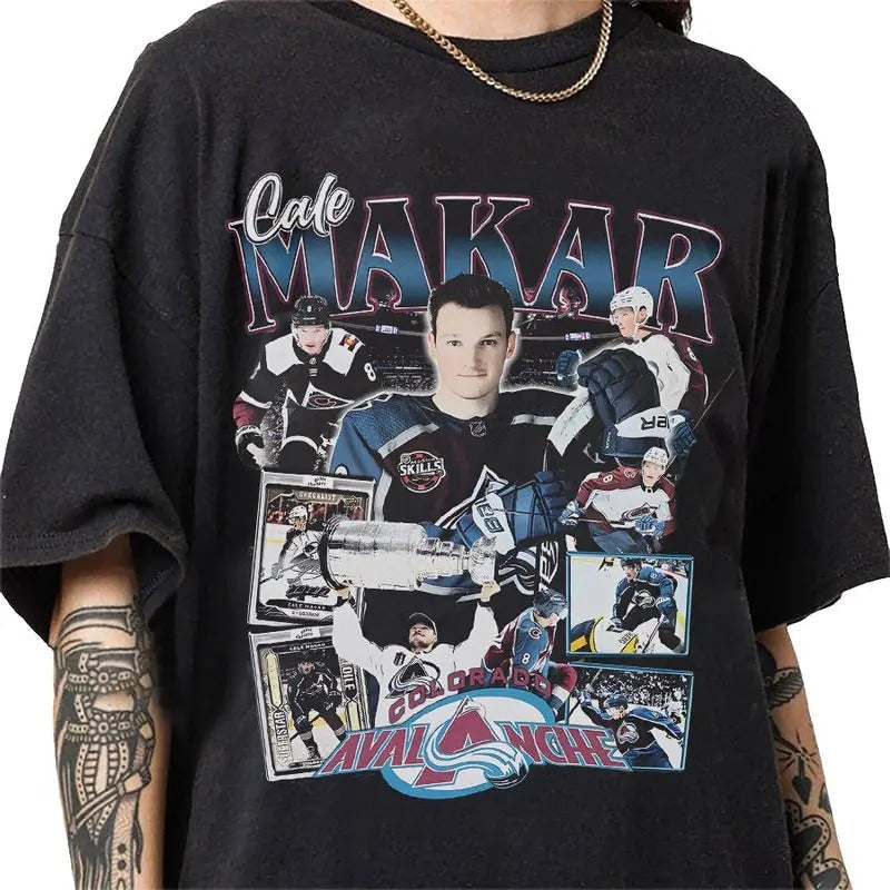 Cale Makar 90s Vintage Bootleg Style T-Shirt, Classic Retro Graphic Unisex Tee Gift For Men and Women Hoodie, Sweatshirt
