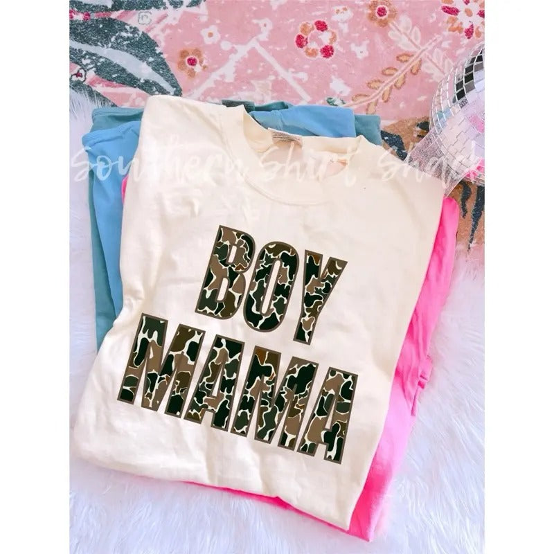 Camo Boy Mama T shirt  | Ivory comfort colors t shirt Hoodie, Sweatshirt | CiraTrend.com