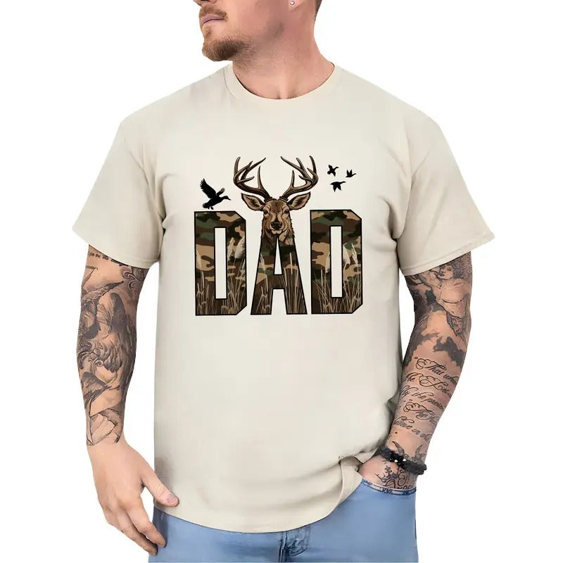 Camo Hunting Dad Shirt, Mallard Duck Buck Hunt Graphic Tops, Outdoor Adventure Hunter T-shirt, Hunting Gift Ideas for...