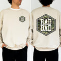 Camo Hunting Rad Dad 2-Sided Sweatshirt, Camouflage Daddy Crewneck, Cool Dad Club Sweater, Dad Life Hunter Tops, Dada...