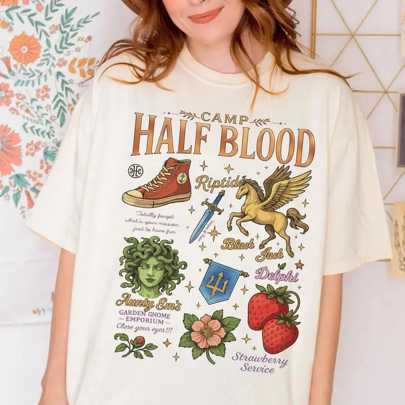 Camp Half Blood Camping Shirt, Lotus Hotel Black Jack Shirt, Heroes of Olympus Shirt, Book Lover Gift, Bookish Shirt