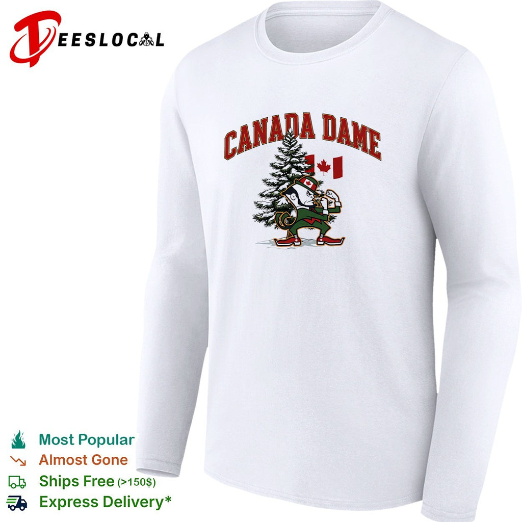 Canada Dame Christmas tree mascot sports shirt