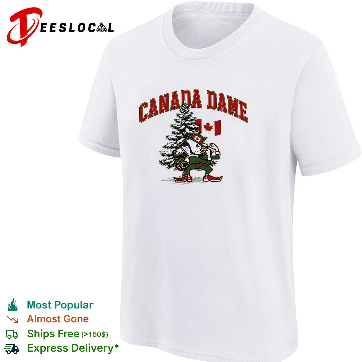 Canada Dame Christmas tree mascot sports shirt
