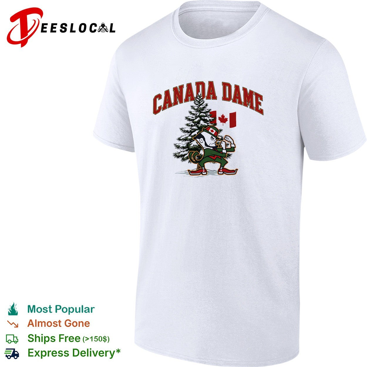 Canada Dame Christmas tree mascot sports shirt
