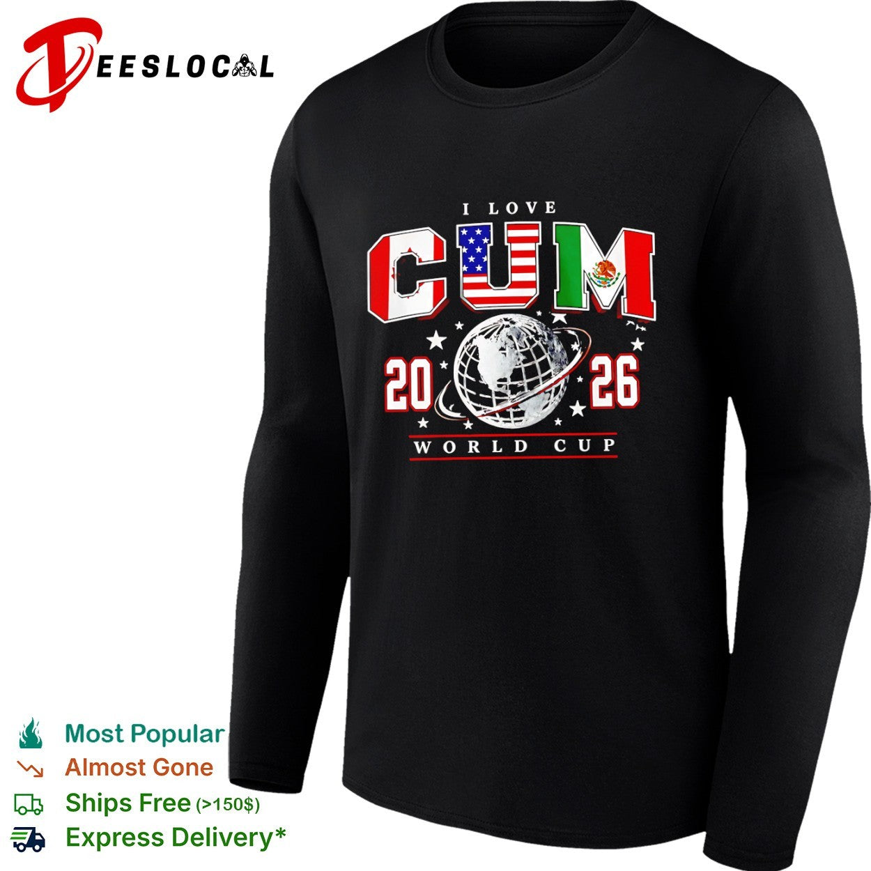 Canada USA Mexico World Cup globe I love cum 2026 shirt