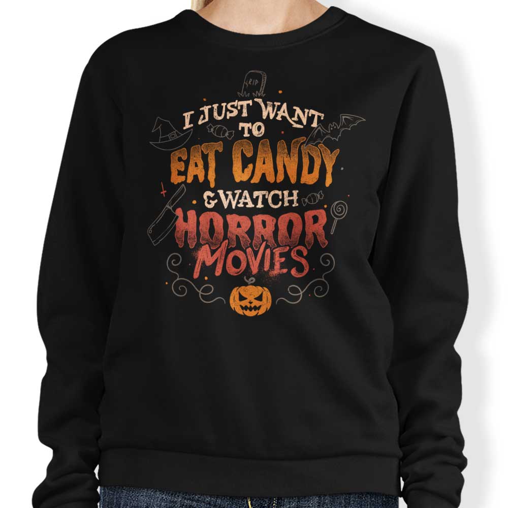 Candy and Horror Movies - Sweatshirt T-Shirts, Hoodie | CiraTrend.com (Image 1)