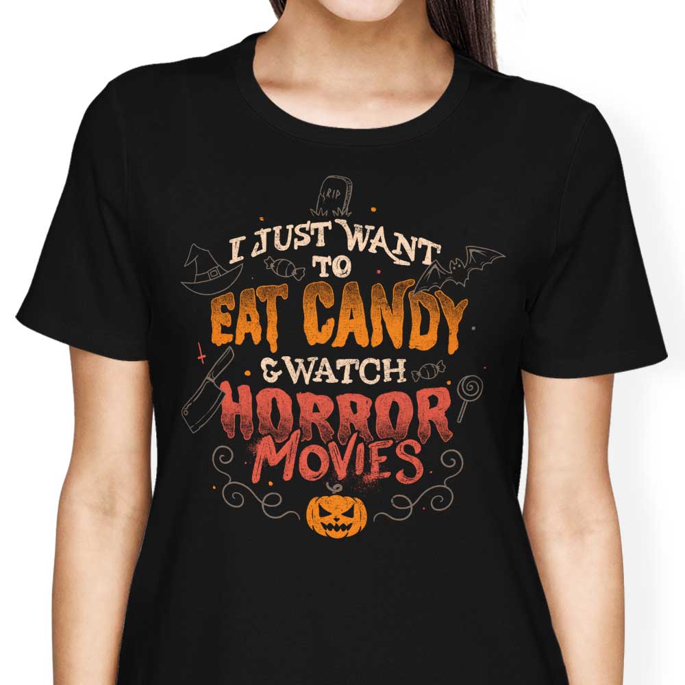 Candy and Horror Movies - Women's Apparel T-Shirts, Hoodie, Sweatshirt | CiraTrend.com (Image 3)