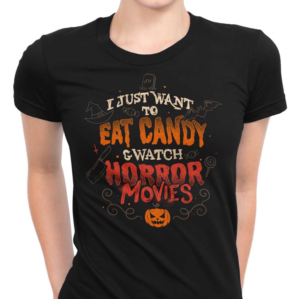 Candy and Horror Movies - Women's Apparel T-Shirts, Hoodie, Sweatshirt | CiraTrend.com (Image 1)