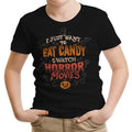 Candy and Horror Movies - Youth Apparel T-Shirts, Hoodie, Sweatshirt | CiraTrend.com (Image 1)