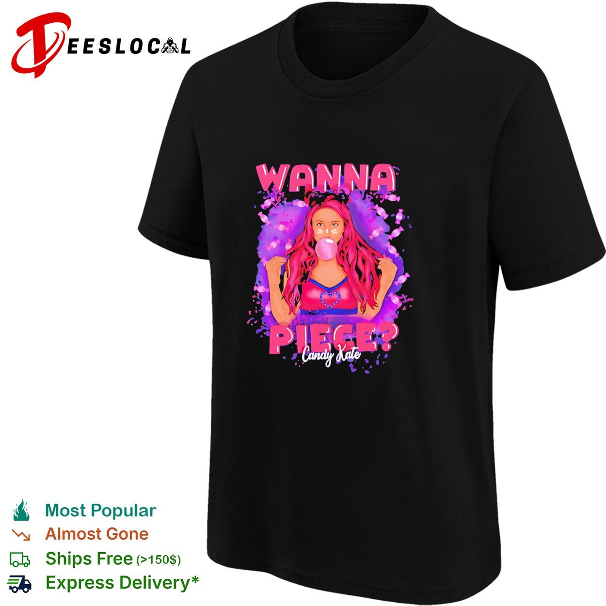Candy Kate wanna piece love wrestling bubblegum shirt