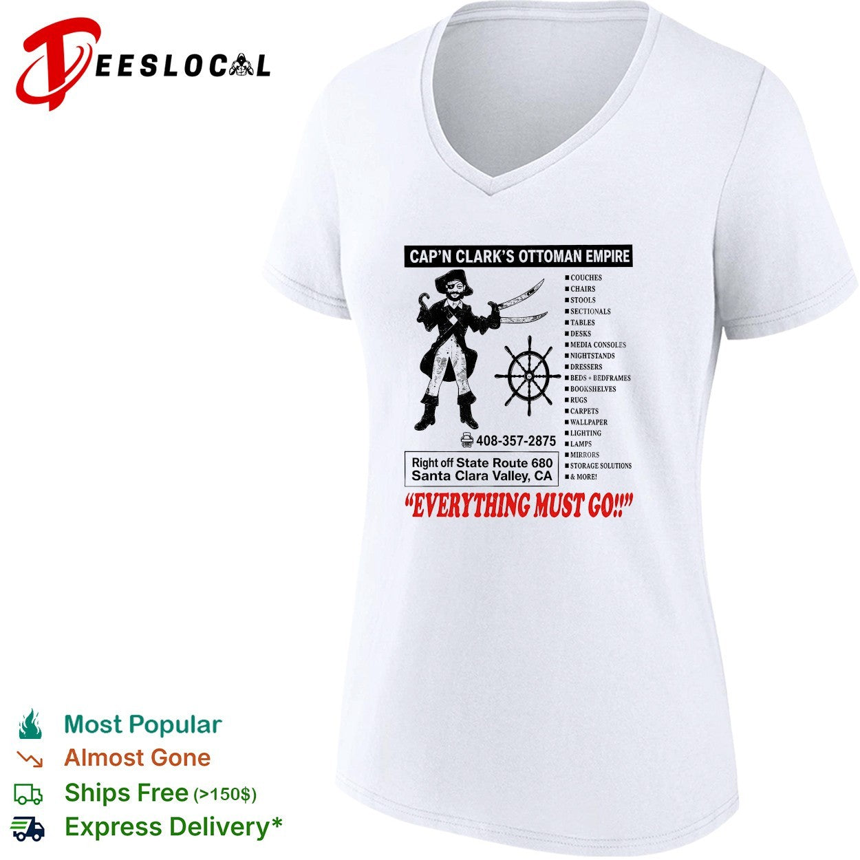 Cap’n Clark’s Ottoman Empire everything must go furniture shirt