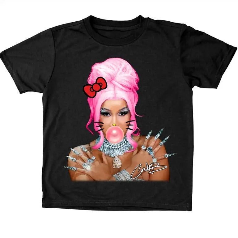 Cardi.B Pink Kitty BUBBLE GUM GRAPHIC T-SHIRT1 T-Shirts, Hoodie, Sweatshirt | CiraTrend.com