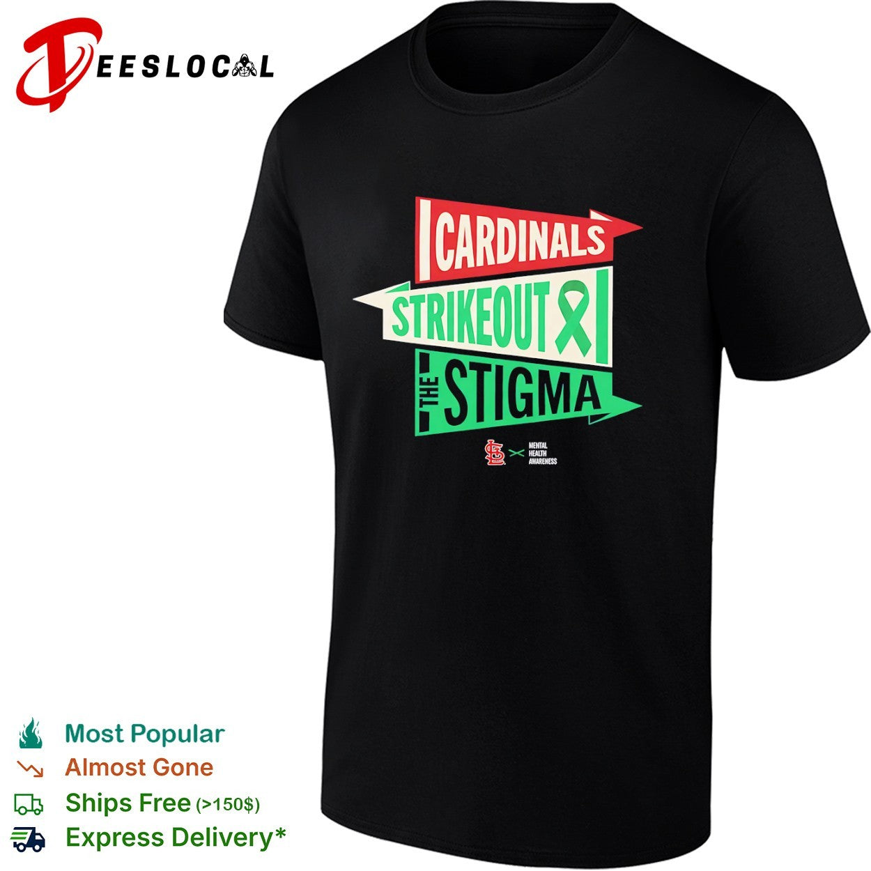 Cardinals Strikeout the Stigma Mental Health Awareness Baseball MLB shirt