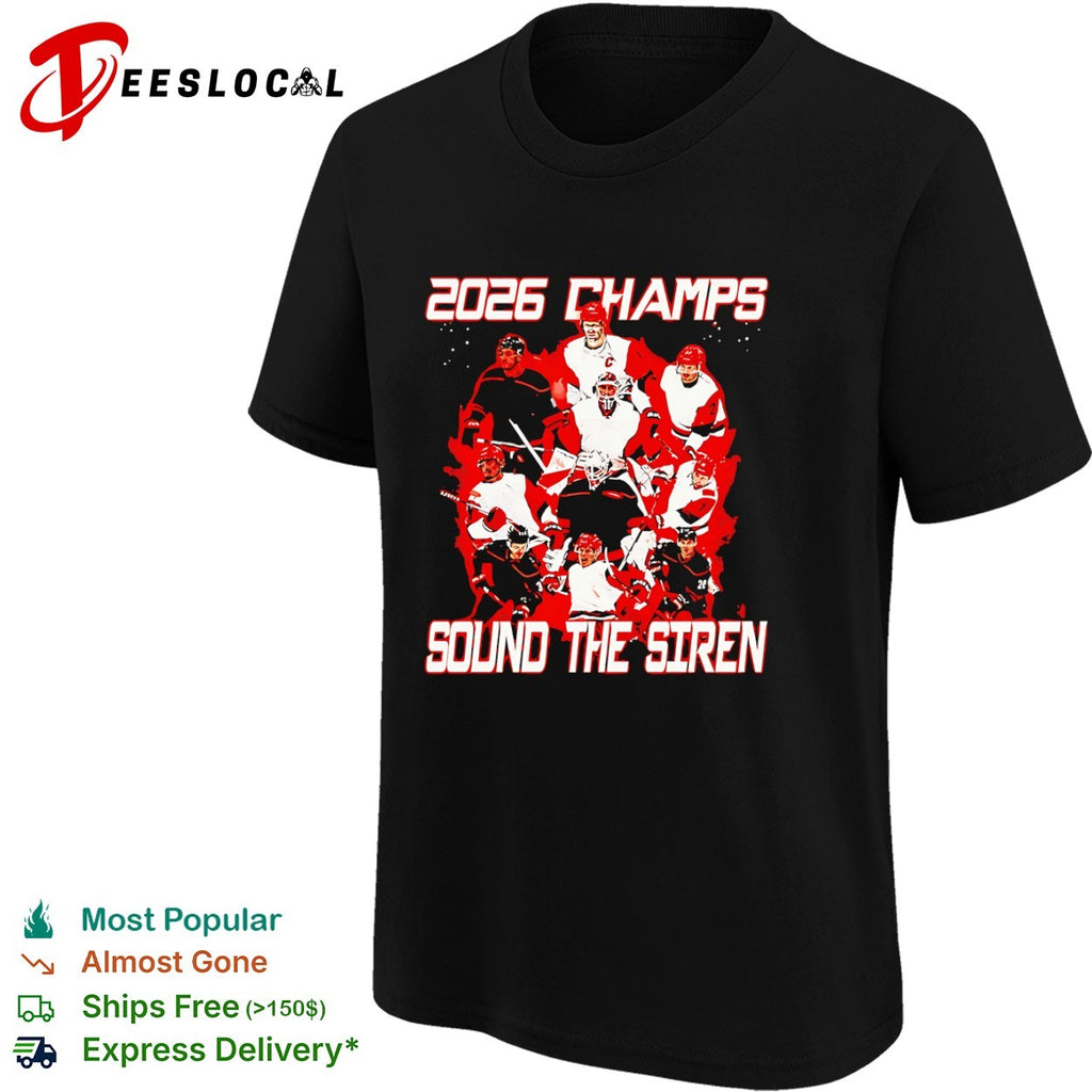 Carolina Hurricanes 2026 champs sound the siren players collage shirt