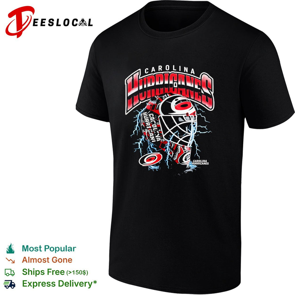 Carolina Hurricanes Goal Mask Lightning Logo NHL Hockey Shirt
