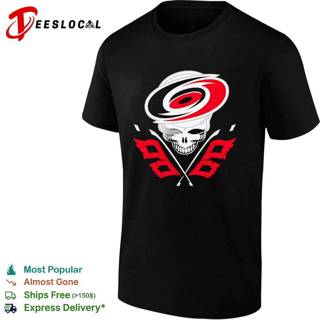 Carolina Hurricanes Grateful Dead Skull Ice Hockey Flag shirt