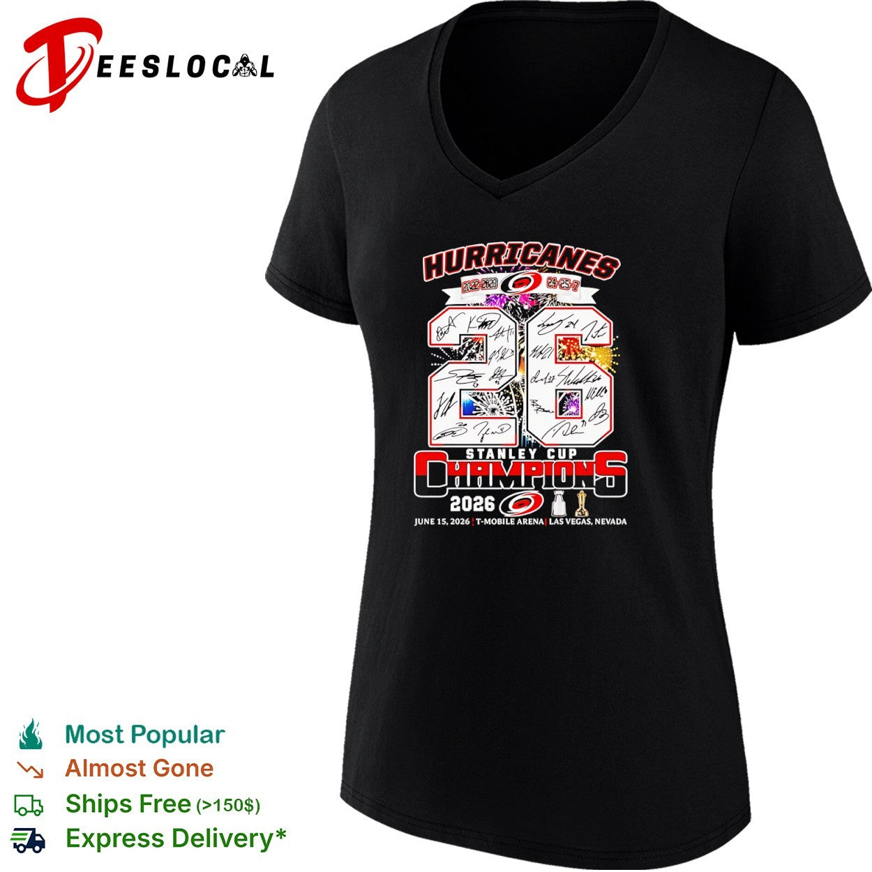 Carolina Hurricanes fireworks cup 26 Stanley Cup champions 2026 June 15 Las Vegas Nevada shirt