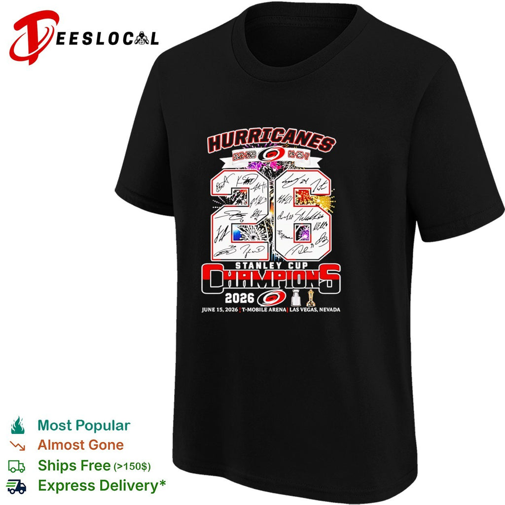 Carolina Hurricanes fireworks cup 26 Stanley Cup champions 2026 June 15 Las Vegas Nevada shirt