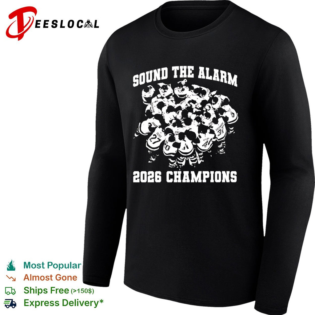 Carolina Hurricanes sound the alarm 2026 champions team huddle shirt