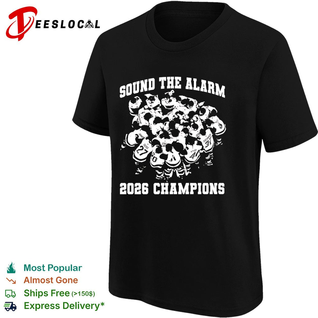 Carolina Hurricanes sound the alarm 2026 champions team huddle shirt