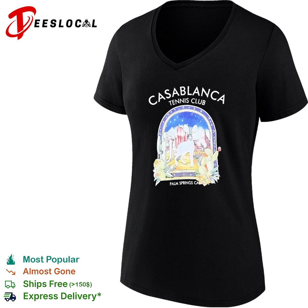 Casablanca Tennis Club Palm Springs California desert rabbit cactus graphic shirt