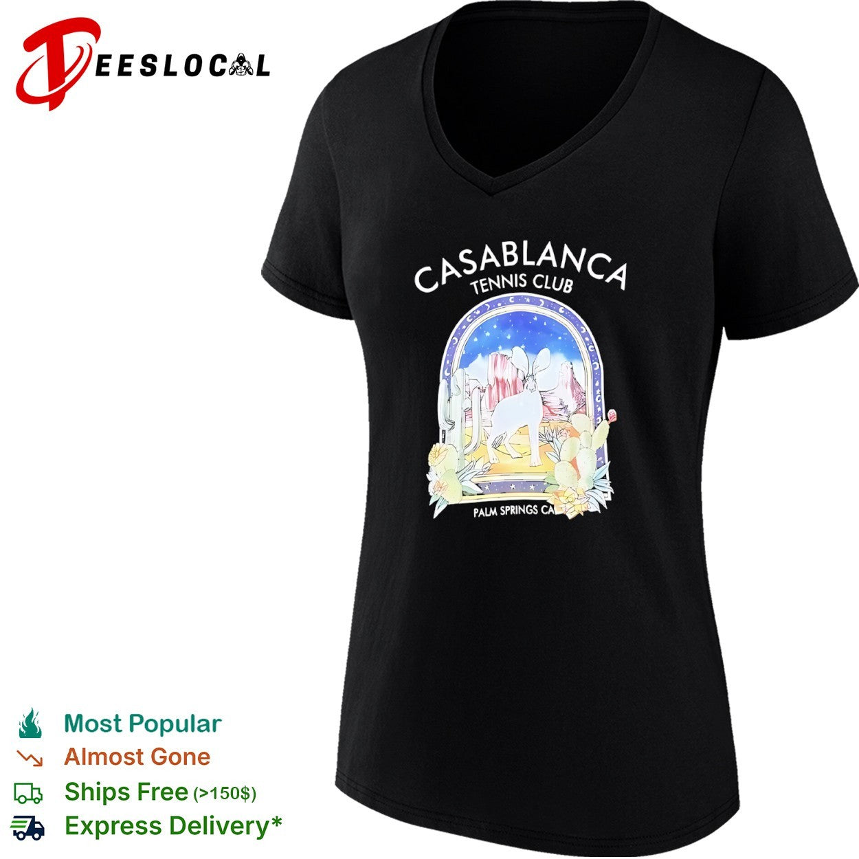 Casablanca Tennis Club Palm Springs California desert rabbit cactus graphic shirt