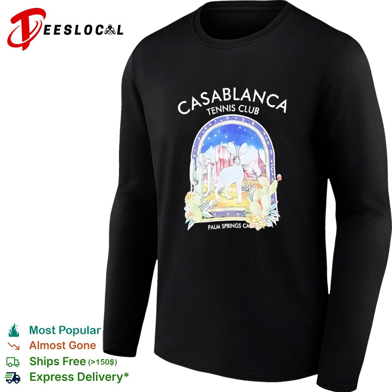 Casablanca Tennis Club Palm Springs California desert rabbit cactus graphic shirt