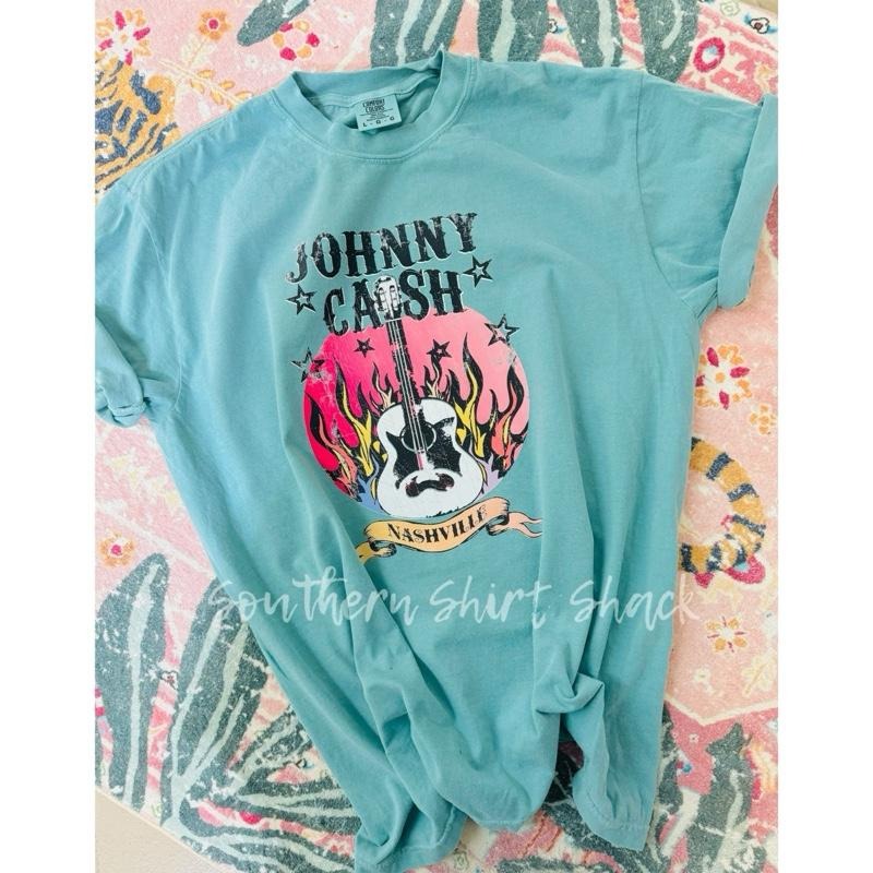 Cash Guitar T shirt  | Seafoam comfort colors t shirt Hoodie, Sweatshirt | CiraTrend.com