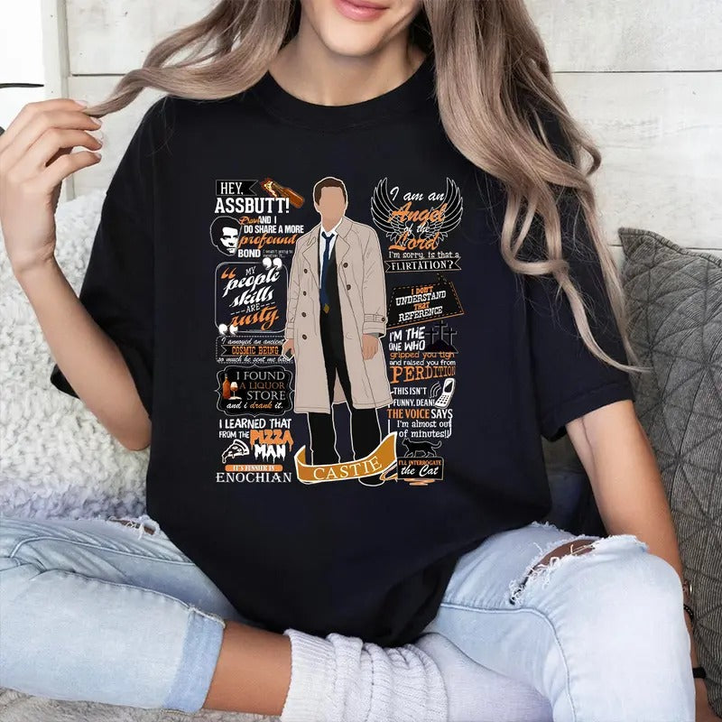 Castiel Supernatural Shirt, Supernatural T Shirt For Fans , Fashion Cotton, Full Colors, Full Sizes, For Men, For Women...