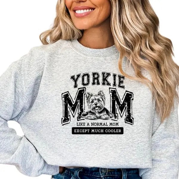 Casual Yorkie Terrier Dog Mom Sweatshirt, Dog Lover Pullover Crewneck Sweatshirt, Comfortable Long Sleeve Yorkshire...
