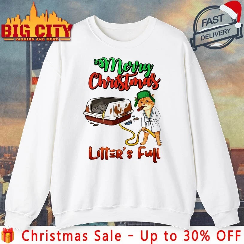 Cat Merry Christmas Litter’s Full Holidays Xmas Cigarettes shirt