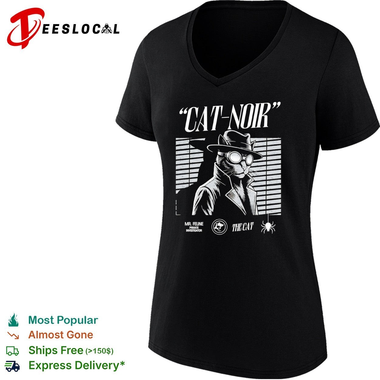 Cat Noir Mr Feline Private Investigator The Cat noir film noir detective shirt