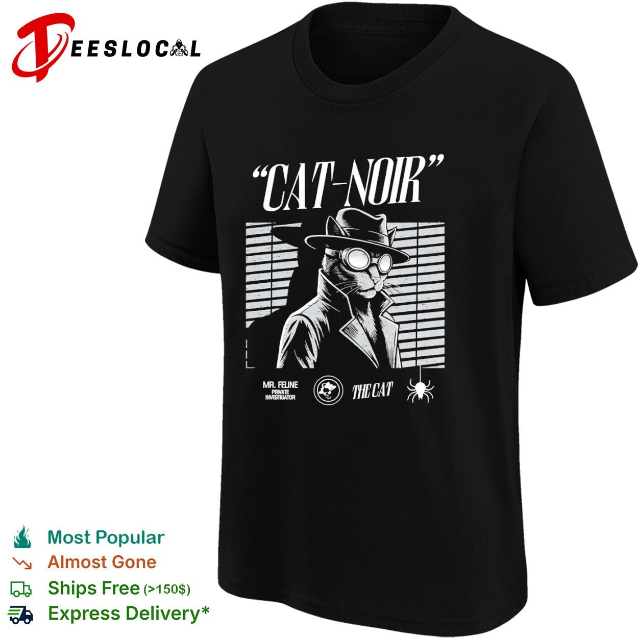 Cat Noir Mr Feline Private Investigator The Cat noir film noir detective shirt
