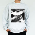 Cat Selfie With Alien UFO Sweatshirt for Men and Women, Funny Gift Idea for Cat Lovers, Humorous Cat Meme Crewneck, Soft...
