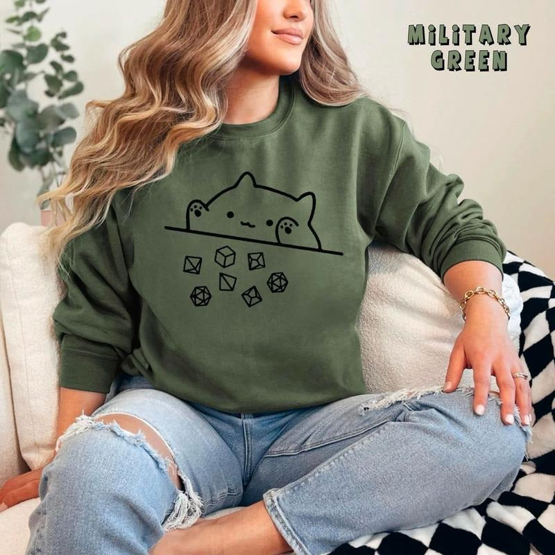 Cat Throwing Dice Sweatshirt, D And D Shirt, Dunge0ns and Drag0ons Crewneck, Game Master Sweatshirt, Tabletop Games...