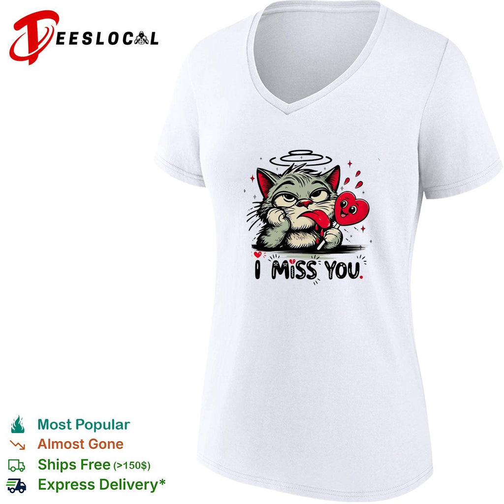 Cat with halo I miss you shirt