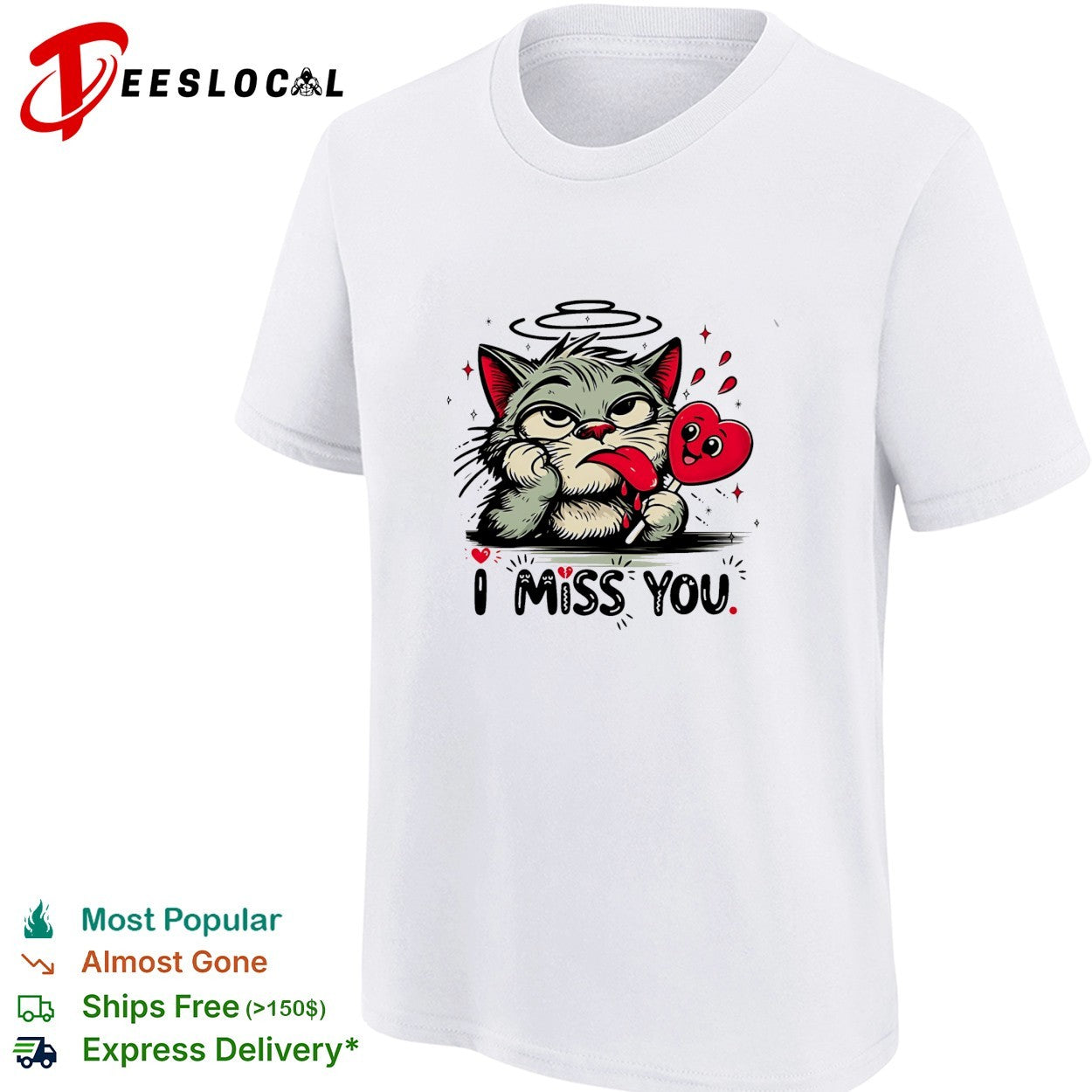Cat with halo I miss you shirt