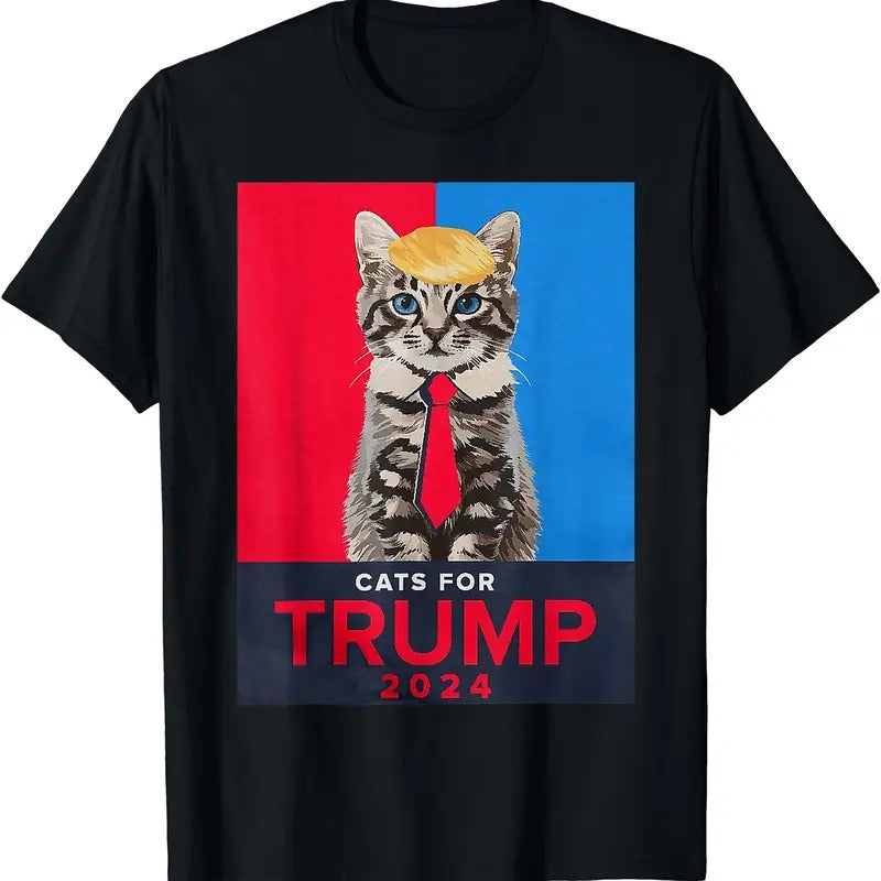 Cats For Trump 2024 | Trump Cat Funny T-Shirt | Unisex Cotton Tee Gift | Full Size Hoodie, Sweatshirt | CiraTrend.com